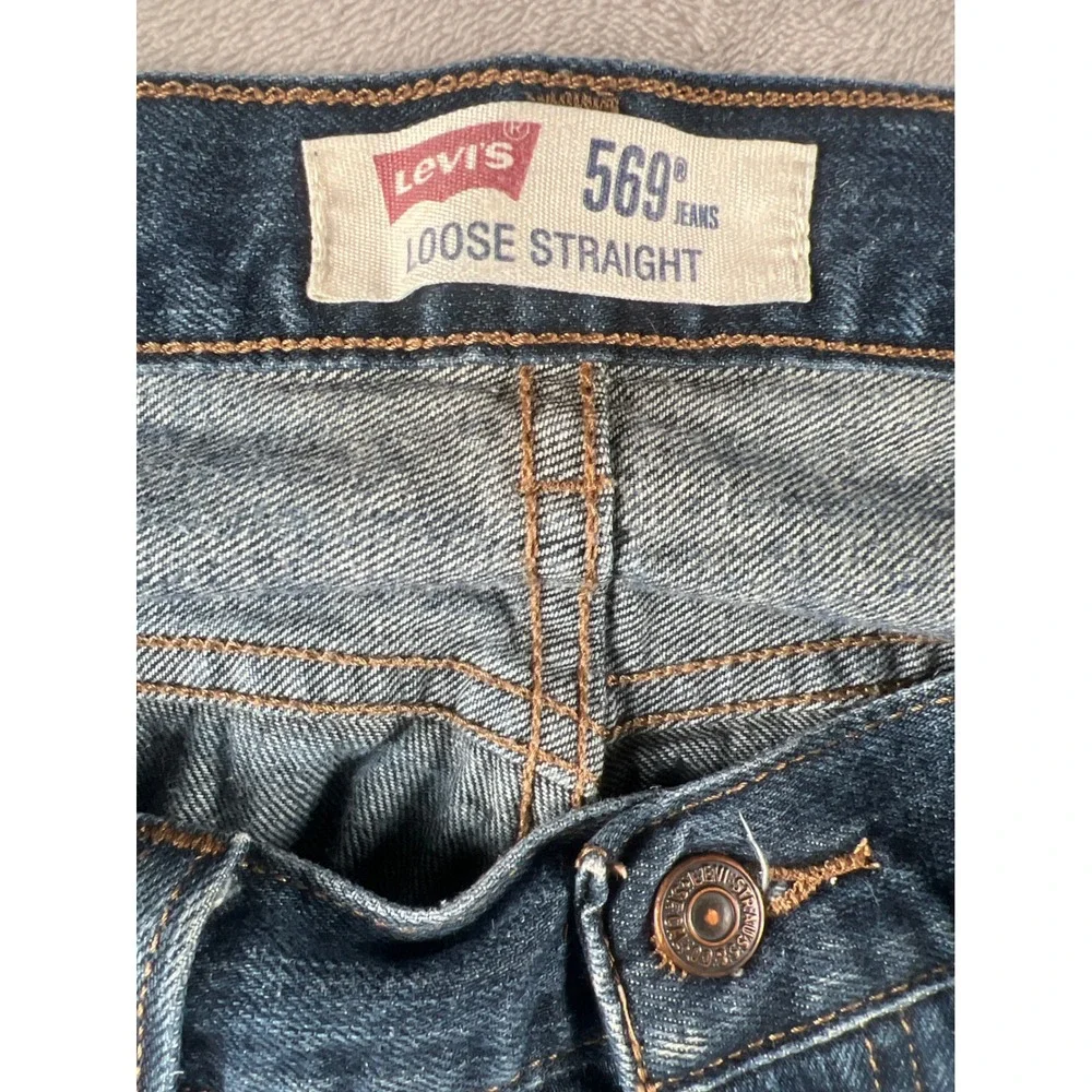 Levis 569 Loose Straight Leg Jeans Mens 34x34 Dark Wash Blue Denim Baggy Skater